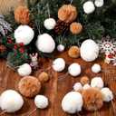 54 Pcs Fur Christmas Ornaments 3 Size 1.2", 2", 3.2" Neutral Furry Christmas Balls Ornaments Faux Fur Pom Poms Xmas Tree Hanging Decor for Party Supplies Home Wall Wreath Holiday Decor