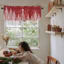 ALAGEO Christmas Valances for Windows Red Christmas Tree Christmas Kitchen Curtain Valances Rod Pocket Holiday Valances for Kitchen Window Curtain Seasonal Valance Christmas Decor 1 Panel, 42x12 Inch