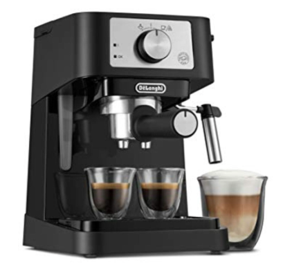 De'Longhi Stilosa Manual Espresso Machine, Compact Coffee Maker, 15 Bar Pump Pressure, Manual Milk Frother Steam Wand for Authentic Single & Double Espresso, Lattes & Cappuccinos, Tamper Included