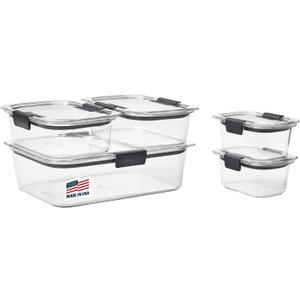 Rubbermaid Brilliance Food Storage Containers, Set of 5 (10 Pieces), BPA-Free, Leak-Proof, Clear