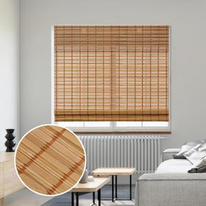 SMONTER Bamboo Roman Shades for Windows-Cordless Wooden Woven Blinds Light Filtering Bamboo Roll up Shades UV Protection and Easy Set up for Door and Countryhouse, 30" W x 64" H, Deer