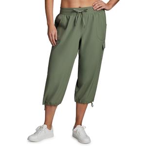 RBX Active Women's Plus Size Fashion Lightweight Woven Body Skimming Drawstring Cargo Capri Pant, 2X
