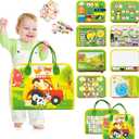 Busy Book for Toddlers 1-3, Farm Toddler Busy Board Montessori Toys for 1 2 3 4 Year Old, Sensory Board Preschool Learning Toy Quiet Books Birthday Gifts for Girls Boys, Travel Toys for Airplane Car