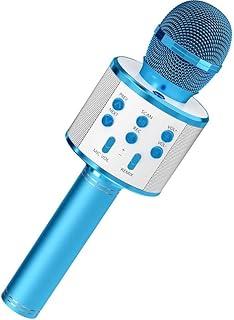 NiceGo Wireless Bluetooth Karaoke Microphone for Kids, 5-in-1 Portable Handheld Karaoke Mic Speaker Player Recorder with Adjustable Remix for Kids Girls Boys Teens Birthday (Blue)