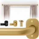 Blackout Curtain Rod Wrap Around Design, Adjustable 36-66 Inches, Wall/Ceiling Mount, 1 Inch Diameter, Room Darkening French Return Heavy Duty Metal, Modern Minimalist Bracket, Brushed Gold
