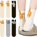 6 Pairs Cat Socks with Balls, 3D Cute Novelty Funny Animal Socks with Pompoms, Hilarious Soft Puffy Cartoon Kitten Sock Christmas Birthday Gifts for Cat Owners