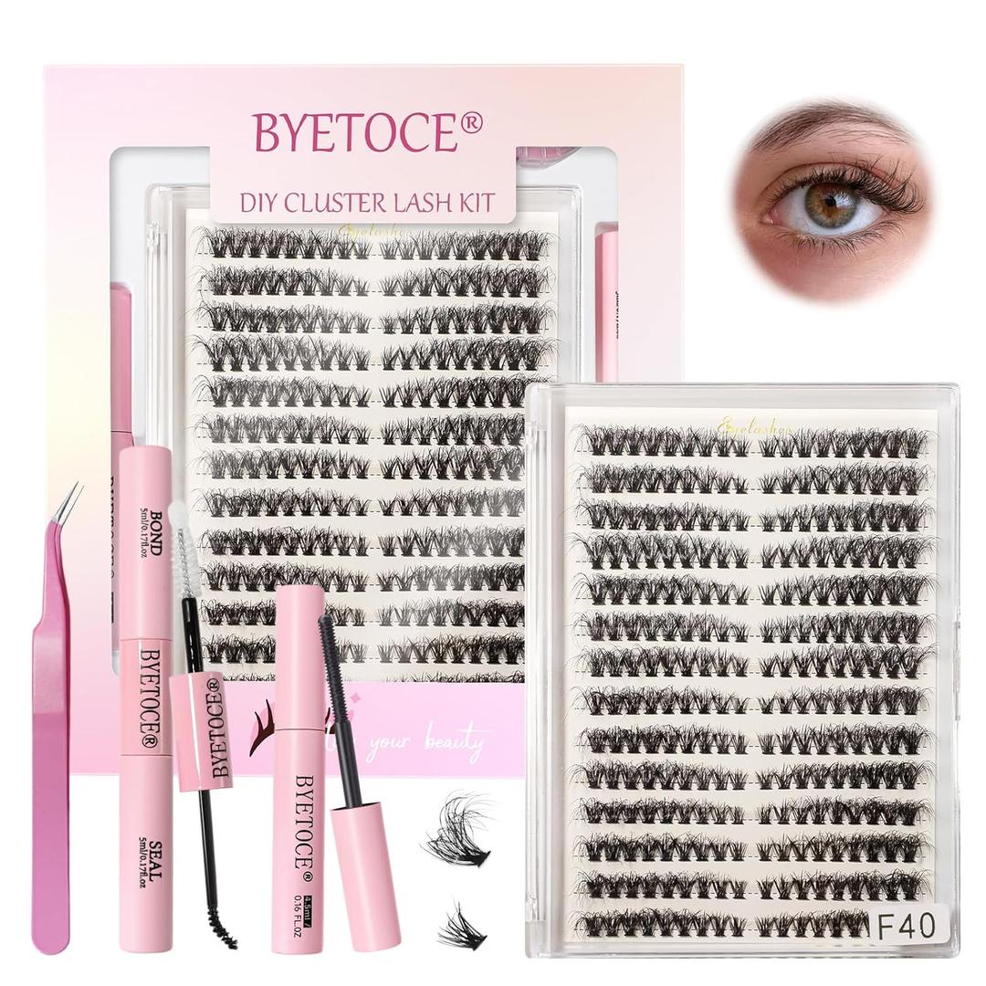 252 Pcs Individual Natural Lashes Clusters Fluffy Lash Clusters Extensions Kit Wispy Eyelash Clusters D Curl Left & Right Cluster Easy DIY Lash Extension Cluster at Home
