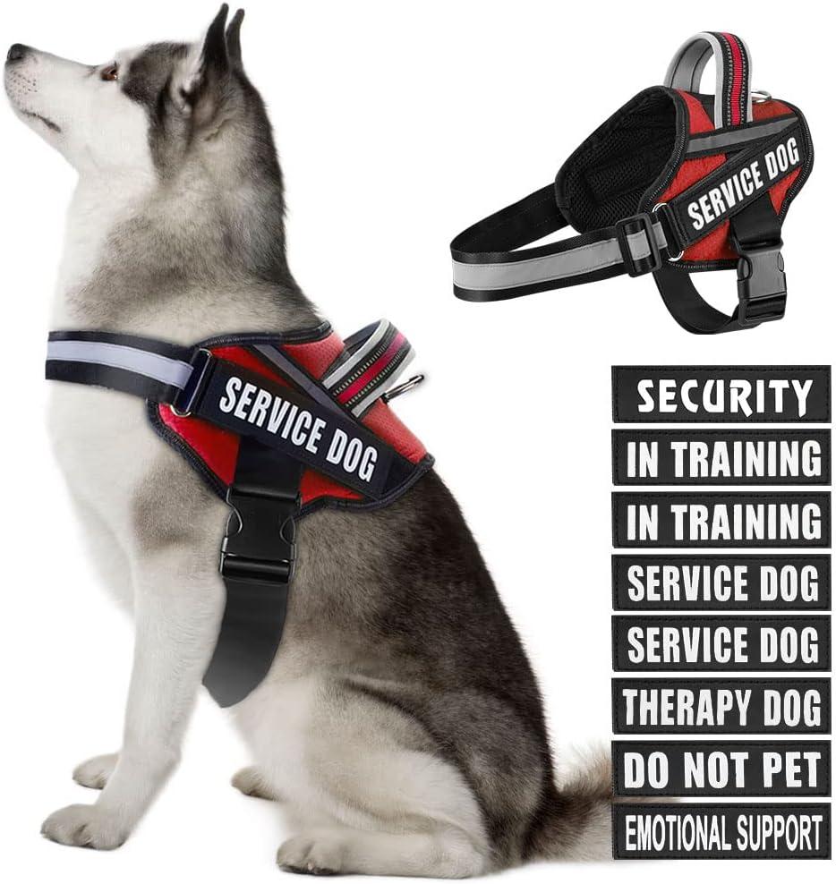 Dog Vest Harness and Patches Set, Animire in Training Service Dog Harness with 10 Dog Patches, Reflective Dog Vest with Handle for Small, Medium, Large, and Extra-Large Dogs