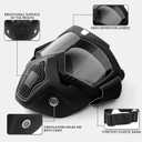 Mask with Detachable Goggles for Riding, Cutting, Mowing& Weedeating Grass, Anti-Dust, Lightweight, Large Viewing Hood, Headset and Helmet Compatible, Black