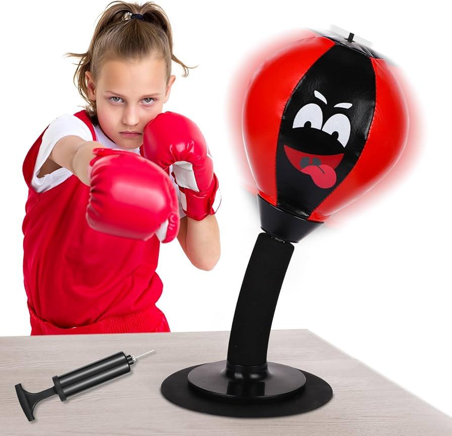 SVANE Strong Suction Desktop Punching Bag  Stress Relief Boxing Ball with Upgraded Durable Spring, Secured Office Home Desk Toy Gift for Kids, Friends, and Coworkers