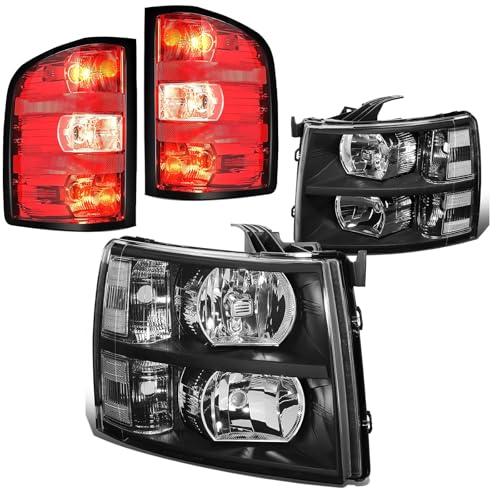 Amazon.com: Black Clear Headlight Tail Light Assembly For 07-13 Silverado 1500, 07-14 2500 3500HD Replacement Head light Red Rear Brake Lamp for 2007 2008 2009 2010 2011 2012 2013 2014 : Automotive