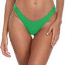 RELLECIGA Women's Thong Bikini Bottom Brazilian High Leg Bathing Suit Bottom (Green, L)
