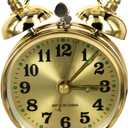 Vintage Alarm Clock, Manual Wind Up Loud Alarm Bell Clock Mechanical Gold Clock for Bedrooms Living Room