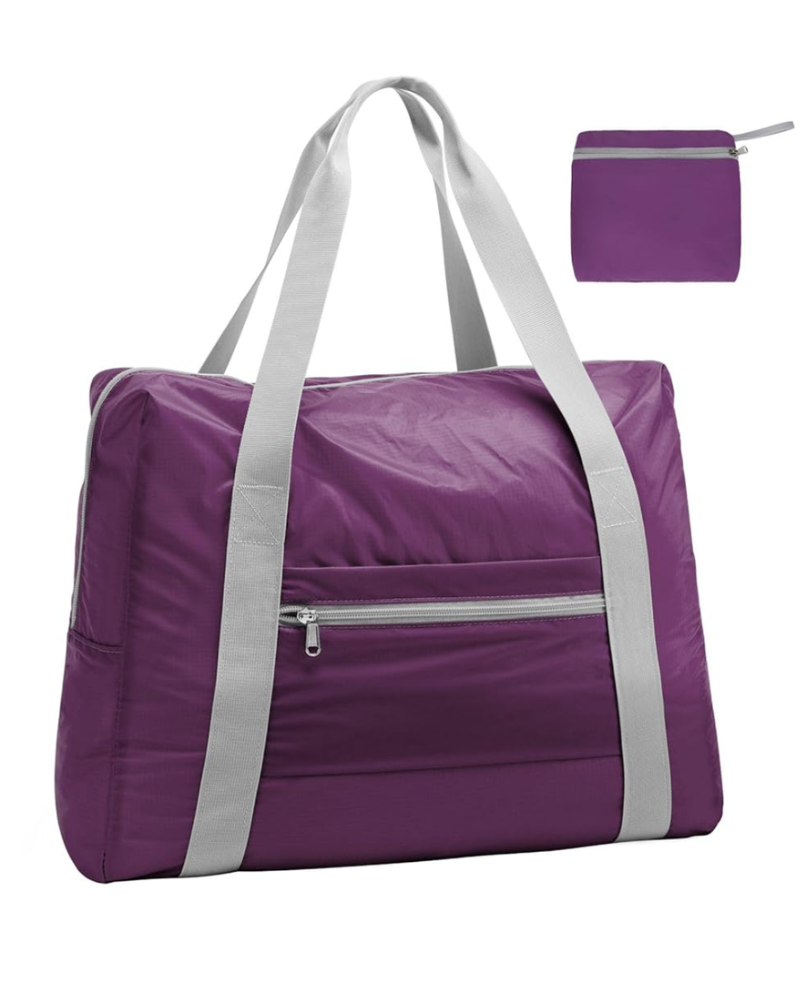Cambond Spirit Airlines Personal Item Bag 18x14x8-30L Carry on Personal Item Travel Bags for Short Trip, Lightweight Compact Underseat Foldable Travel Duffel Bags, Purple