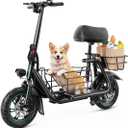 Gyroor Electric Scooter with Seat for Adults 20 Miles Range | 550W Motor, Pet Basket, 18.6 MPH Speed, 12" Tires, Foldable Design