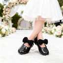Toddler Girl Dress Shoes Mary Jane Flower Girl Flats for Wedding & Party, Soft Insole Easy On & Off Dress Shoes for Toddler/Little Girls, Size 8