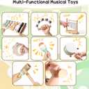 Toddler Musical Instruments-Musical Toys Montessori Wooden Toys for Toddlers 1-3 , Baby Musical Instruments with Modern Boho Xylophone Toddler Toys Birthday Gifts for Kids Preschool Educational 3+