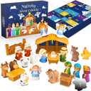 Nativity Advent Calendar 2025 Kids, Christmas Story Nativity Playset Christian Advent Calendar for Toddlers, Kids, Boys, Girls, 25pcs Nativity Scene Set Toys for Children Ages 1 2 3 4 5 6+