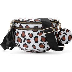 Checkered Crossbody Bags Purse Checkerboard Fanny Pack with Mini Headphone Wallet Cross Body Belt Bum Bag for Women (Coffee)