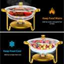 Chafing Dish Buffet Set 4 Pack, 5QT Gold Round Chafing Dishes for Buffet, High Grade Chafers and Buffet Warmers Sets with Glass Lid, Rolled-Edge Food Warmers for Parties, Weddings, Catering