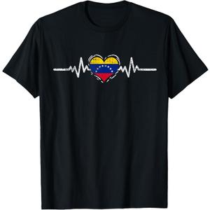 Venezuela Flag Heartbeat Venezuelan Roots Vintage T-Shirt, Medium