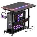 ZIFTY Large PC Tower Stand 31.5"L 23.7"W, Adjustable Computer Stand CPU Holder Cart with Charging Station, Multi-Functional Folding Side Table for ATX Case Printer, Rolling Wheels for Home, Office