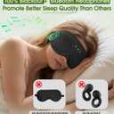 Bamboo Cotton Large Sleep Mask with Bluetooth Wireless Headphones - Blackout Eye Mask for Sleeping 3D Contoured Sleep Headband Ear Muffs Lengthen & Low Noise Hook for Better Experience (Black)