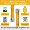 AMI PARTS 72" Flexible Gas Line Kit Yellow Coated, Gas Hose Connector Kit for Dryer, Stove, Water Heater,5/8" OD(1/2" ID) Stainless Steel Gas Line with Connector 1/2" MIP &1/2"FIP & 3/4"MIP Fitting