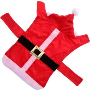 Christmas Pet Dress Dog Costume Red Xmas Outfit Holiday Party Apparel for Puppy with Festive Elements