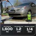 Greenworks Compact Electric Pressure Washer, 1.2 GPM (CSA Certified, Lightweight, 20 FT Tangle-Free Hose, 35 FT Power Cord) Great For Cars, Fences, Patios, Driveways, Decks and Patios