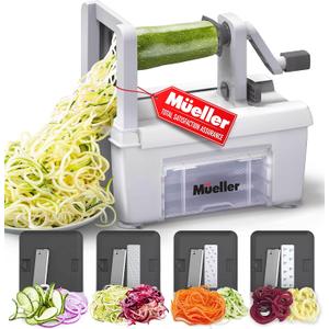 Mueller Pro Multi-Blade Spiralizer, Zucchini Noodle Maker, Vegetable Slicer Zester Chopper Dicer, ProQuality, Only Model to Make Round Veggie Pasta, Not Flat Julienne Noodles