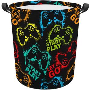 Gaming Laundry Hamper Neon Game Laundry Basket Dirty Clothes Basket Organizer Gamer Room Decor for Boys