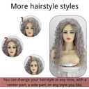 Fencca Long Curly Synthetic Wigs, Dark Grey Silver wigs for white women 26 Inch Heat Resistant Fiber Natural Wavy Style for Women, Daily Party Use