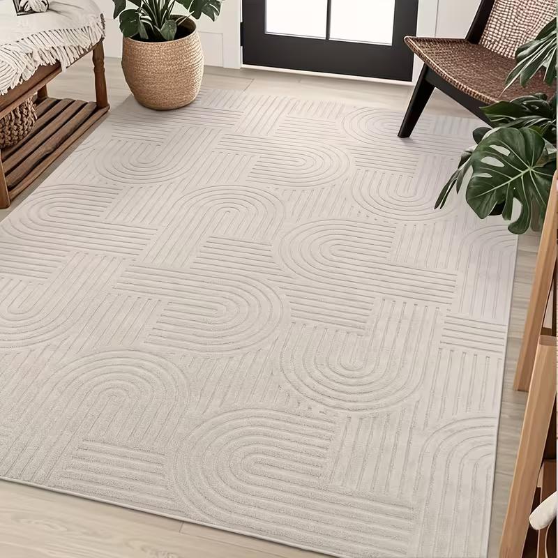  Area Rug with a Soft, Cozy, And Fluffy Arch Pattern Featuring a High-Low Pile Texture. This Modern Geometric Carpet Is Non-Slip And Washable, Making It Perfect for The Living Room, Bedroom, Or Dining Room