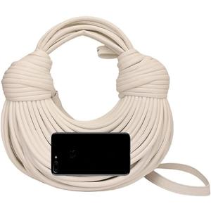 Hand-Woven Bread Women's Clutch Top Handle Satchel Shoulder Crossbody Creative Noodles Purses Underarm Bag Handbag (White)