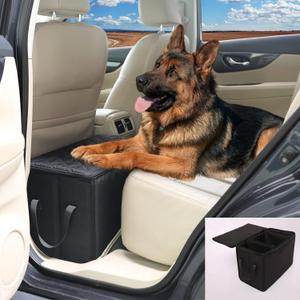 Dog Car Seat Extender with Storage, Suitable for Dogs up to 200lbs, Car Seat Gap Filler, Protect Dogs Not Fall Into The Floor Area, Dog Car Seat for Small & Large Dog (Small Size: 19.3"x9.85"x13") (S: 19.3"L x 9.85"W x 13"H)