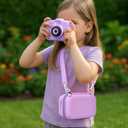 PAIYULE Kids Instant Print Camera Case for ESOXOFFORE Digital Video Cameras with 3 Rolls Paper Refill, Toddler Film Camera Storage Holder Bag with Mesh Pocket for Thermal Paper (Box Only)- Purple