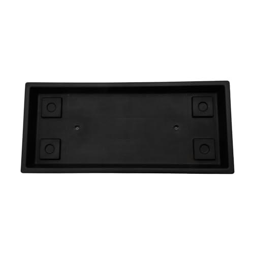 The HC Companies Venetian Rectangular Plant Tray - Lightweight Plastic Plant Saucer - Plant Drip Trays for Drainage - UV Resistant Pot Saucer for Indoor & Outdoor Use (23.5" Black, Pack of 1)