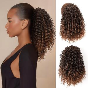 Ponytail For Black Women Drawstring Ponytail Curly Hair Short Ponytail Extension Pony tails Drawstring Hair Pieces Human Hair Feeling For Daily Use (T30)
