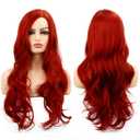 Baruisi Long Curly Wavy Red Wigs for Women Side Part Natural Looking Cosplay Synthetic Fiber Wig Heat Resistant Replacement Hair