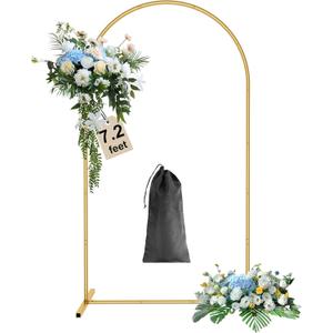 Wingedbird 7.2ft Gold Door Arch Frame Metal Wedding Flower Arch Balloon Backdrop Stand with Storage Bag, Easy to Assemble for Bridal & Baby Showers, Ceremony, and Birthday Party Decoration