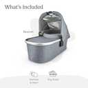 UPPAbaby Bassinet/Compatible with Vista, Cruz, Ridge, Minu Strollers/Overnight Sleep Solution/Mattress, Sheet, and Bug Shield Included/Gregory (Blue Mlange/Silver Frame)