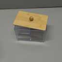 Ohlove Qtip Holder with Bamboo Lids, 3 Compartments Cotton Ball/Swabs Dispenser, Apothecary Jar Clear Plastic Bathroom Container for Storage and Organizer