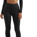 SUUKSESS Women 2 Piece Workout Sets Compression Tummy Control Leggings with Pockets Long Sleeve Square Neck Padded Crop Tops Sports Bra Scrunch Booty Lifting Yoga Pants (Black, S)