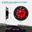 Partsam 2PCS 4" Red Stop Turn Tail Brake Truck Trailer Light Flange Mount 12 Diodes Utility