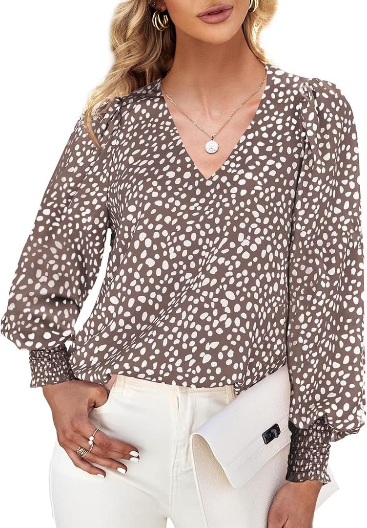 Teurkia Women's Polka Dot 3/4 Sleeve Blouse Tops Ladies Casual Office Work Crew Neck T-Shirt (M)