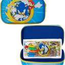 Innovative Designs Sonic the Hedgehog Pencil Case Set with Stickers and Gel Pens for Kids, Molded with Zip Closure, Blue