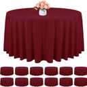 12 Pack Round Tablecloth 90 Inch - Burgundy Polyester TableCloth for Round Table, Premium Burgundy Tableclothes Washable Fabric Table Cover for Wedding Party Banquet Restaurant Reception Dining