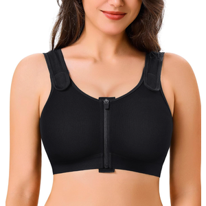 CYDREAM Zip Front Closure Wireless Bras for Women Full Coverage Post Surgery Compression Back Smoothing Comfort Adjustable,M