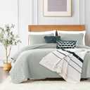 ROARINGWILD Queen Size Quilt Bedding Sets with Pillow Shams, Sage Green Lightweight Bedspread Coverlet, Quilted Blanket Thin Comforter Bed Cover, All Season, 3 Pieces, 90x90 inches